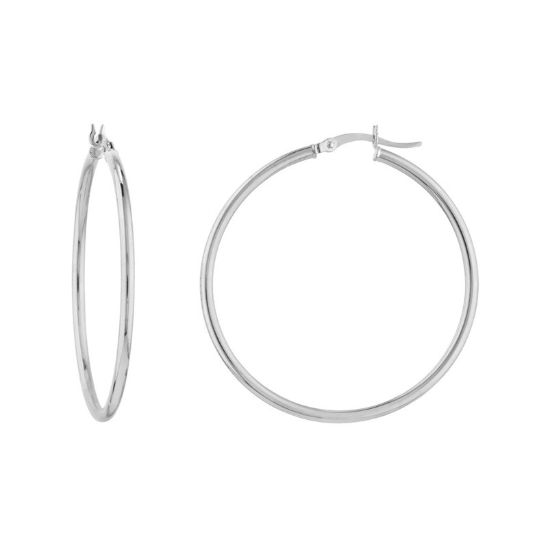 40mm Polished Hoops in 10K White Gold